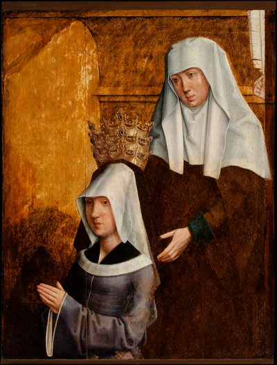 Guillemette de Vergy y su patrona, posiblemente Isabel de Hungría de Burgundian