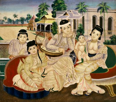 Retrato de familia de Burmese School