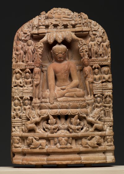 Placa que representa episodios de la vida de Shakyamuni Buddha de Burmese School