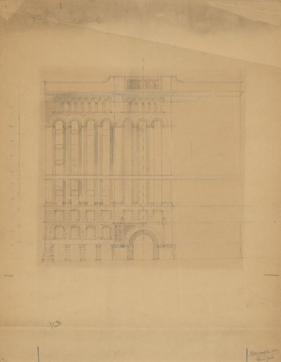 Edificio Mills, San Francisco, California, boceto de diseño de Burnham and Root