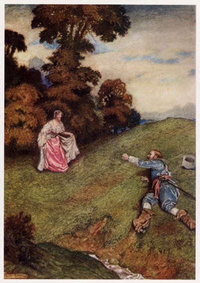 "Porque no podía ni estar de pie ni caminar, / Sino que como un lisiado se caía" de Byam (after) Shaw