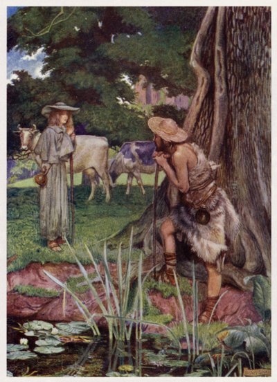 "Hacia la ciudad de Walsingham / El camino es difícil de recorrer" de Byam (after) Shaw
