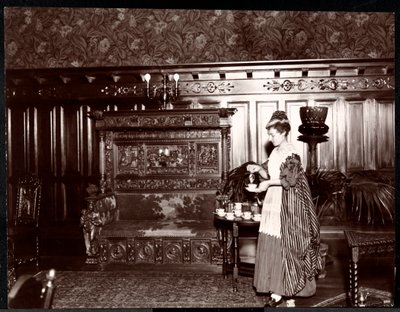 Invitado tomando té en el Hotel Marie Antoinette, 1895 o 1896 de Byron Company