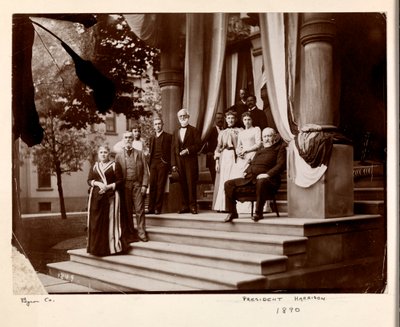 Presidente Benjamin Harrison y grupo, 1890 de Byron Company