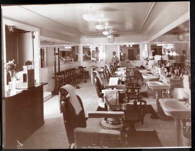 La barbería en el Hotel Ritz-Carlton de Filadelfia, 1913 de Byron Company