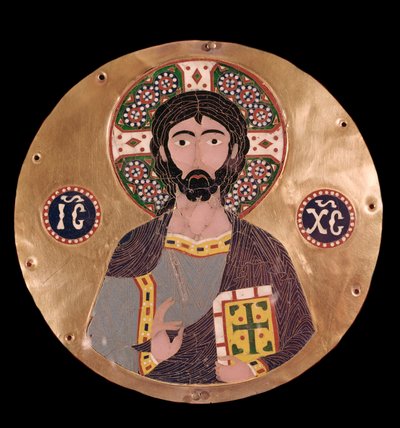 Arte bizantino: “cristo pantocrátor” (Cristo en gloria) La aureola de Jesucristo está marcada con una cruz y se puede leer el cristograma ICXC - Esmalte del siglo X Madrid, Museo Lázaro Galdiano de Byzantine