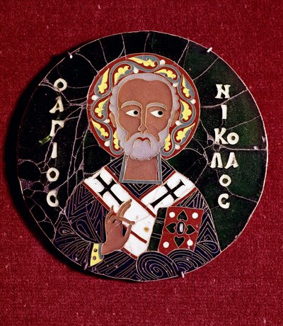 Arte bizantino: representación de San Nicolás de Myra (o Bari) (siglo IV) Esmalte del siglo X de Byzantine