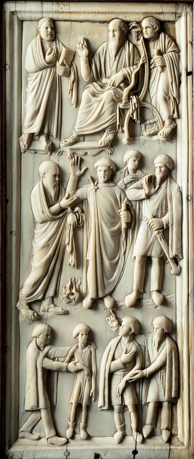 Episodio de la vida de San Pablo de Tarso. Díptico de marfil. Siglo V. Florencia, Museo Nazionale del Bargello de Byzantine