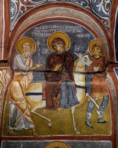 Huida a Egipto, fresco bizantino (siglo XII), Karanlik Kilise (Iglesia Oscura) (siglos XII-XIII), Goreme (Lista del Patrimonio Mundial de la UNESCO) de Byzantine