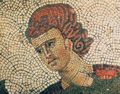 Cabeza de un soldado romano, pavimento del Gran Palacio Imperial, Constantinopla, siglo V-VI de Byzantine