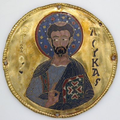 Medallón con San Lucas de un Marco de Icono, c.1100 (oro, plata y esmalte cloisonné) de Byzantine