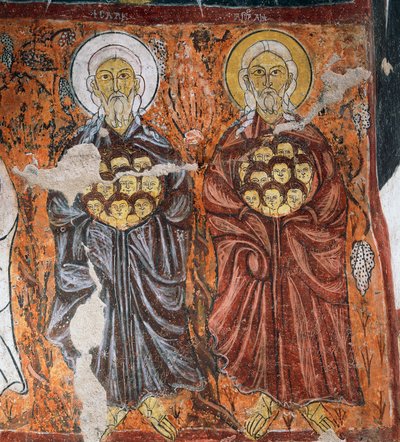 Santos Patronos de los inocentes, fresco bizantino (1212), Gulsehir Karsi Kilise (Iglesia de San Juan), Goreme (Lista del Patrimonio Mundial de la Unesco) de Byzantine