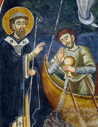 San Nicolás salvando a los peregrinos del naufragio (detalle) de Byzantine