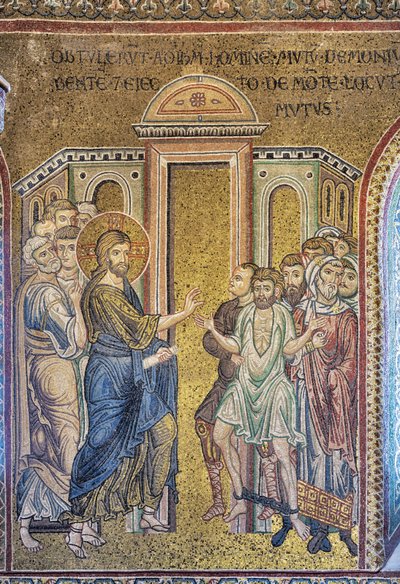 El milagro de la curación del poseído, mosaico bizantino, Episodios de la vida de Cristo, siglos XII-XIII (mosaico) de Byzantine