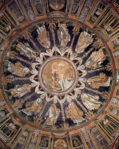 Los apóstoles (mosaico del techo, 400-450) de Byzantine