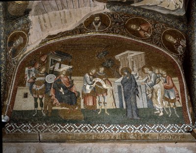 El censo, María y José ante Herodes el Grande (Mosaico de 1310-1320) de Byzantine