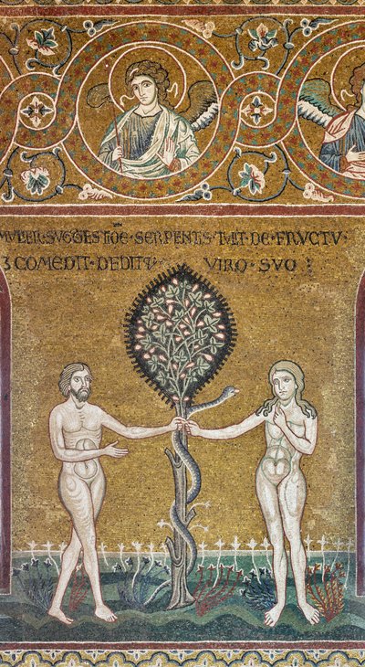 El pecado original, mosaico bizantino, ciclo del Antiguo Testamento-Paraíso Terrenal, XII-XIII seg (mosaico) de Byzantine