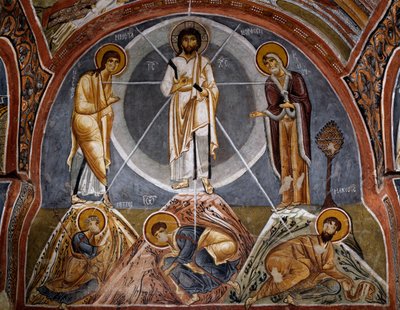Transfiguración, fresco bizantino (siglo XII), Karanlik Kilise (Iglesia Oscura) (siglos XII-XIII), Goreme (Lista del Patrimonio Mundial de la Unesco) de Byzantine