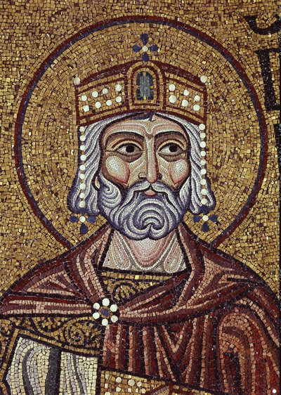 Rey David (detalle) de los mosaicos interiores en la Basílica de San Marcos, siglo XII de Byzantine Byzantine