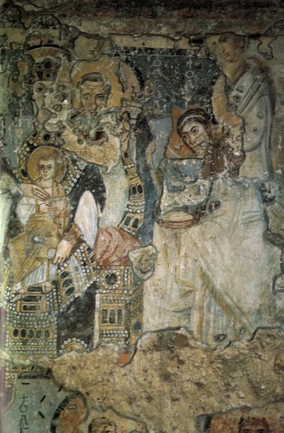 La Anunciación Fresco en Santa Maria Antiqua, 565-578 de Byzantine Byzantine