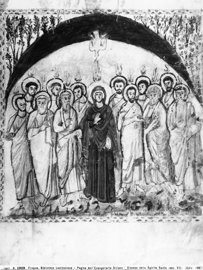 Descenso del Espíritu Santo, folio de los Evangelios de Rabula, 586 d.C. de Byzantine School