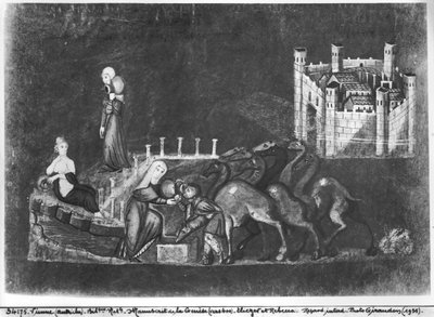 Gr 31 fol.7r Rebeca y Eliezer en el pozo, del Génesis de Viena de Byzantine School
