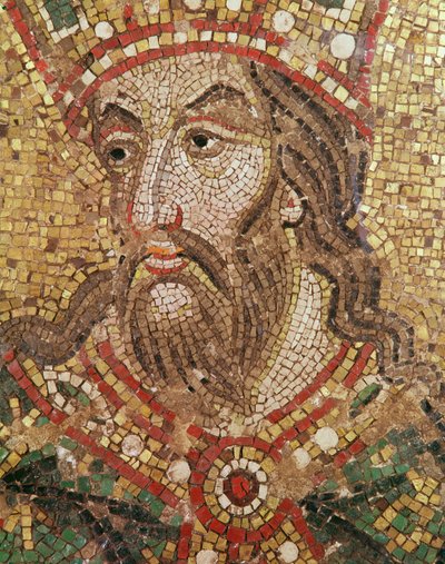 Cabeza de un rey (mosaico) (detalle) de Byzantine School
