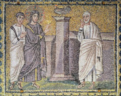Jesús predice la negación de Pedro, escenas de la vida de Cristo de Byzantine School