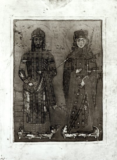 Manuel I Comneno (c.1122-80) y la emperatriz María de Antioquía (d.c.1182) de Byzantine School