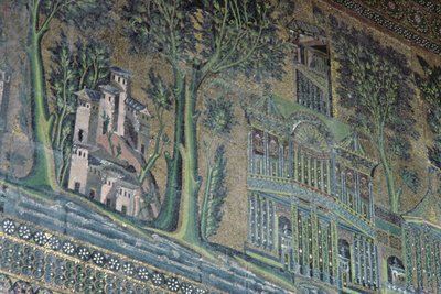Mosaicos en el pórtico oeste, siglo VIII de Byzantine School