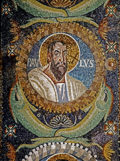 PAULUS: Mosaico bizantino, siglo VI (mosaico) de Byzantine School