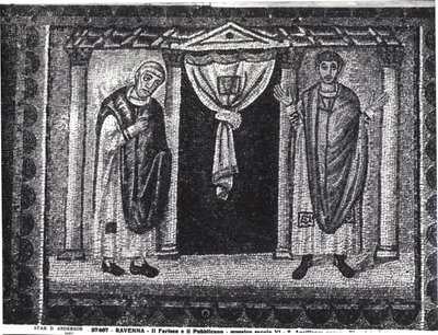 Parábola del Fariseo y el Recaudador de Impuestos (mosaico) de Byzantine School