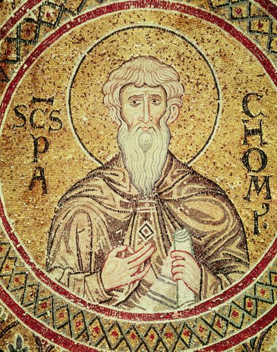 San Pacomio (d.346) (mosaico) de Byzantine School
