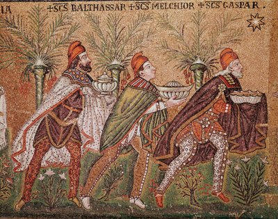 La adoración de los Magos (Detalle de mosaicos, siglo VI) de Byzantine School