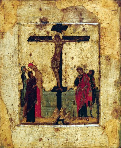 La Crucifixión de Byzantine icon.