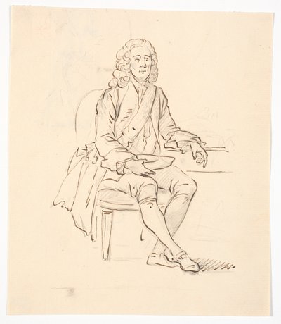 Caballero sentado con peluca y banda de orden de C.A. Lorentzen