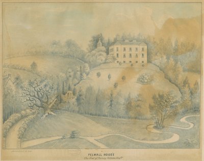 Drayton-in-Hales - Pelwall House: dibujo en lavado azul, nd [?siglo XIX] de C.B Ash