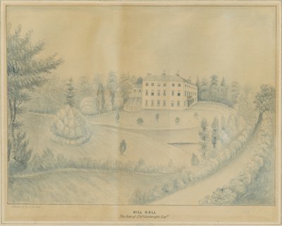 High Offley - Hill Hall: dibujo a lápiz y lavado de C.B Ash