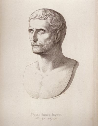 Retrato de Lucius Junius Brutus, grabado por B.Barloccini, 1849 de C.C Perkins