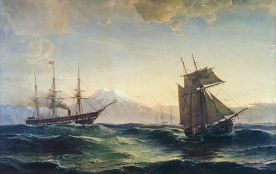 Barcos frente a la costa de Islandia de C.F. Sørensen