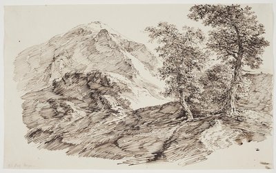 Paisaje montañoso con árboles de C.F. von Rumohr