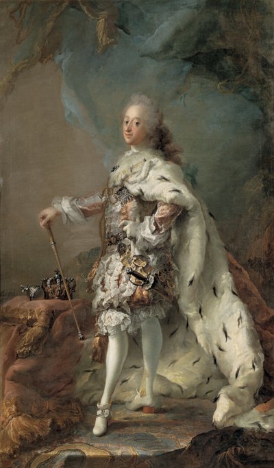 Retrato de Frederik V en túnica de unción de C.G. Pilo