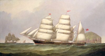 La barca "Undaunted" frente a Ailsa Craig, con barcos mercantes más allá de C.H. Fyfe