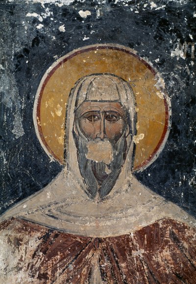 Apóstol, fresco en la iglesia bizantina de los Santos Apóstoles en el Ágora de Atenas, Grecia de J.B. and Brown J. Rowbotham