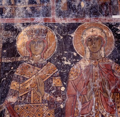 Fresco en la iglesia bizantina de Agios Nikolaos, Maza, Creta, Grecia de J.B. and Brown J. Rowbotham