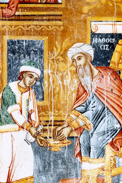 Fresco en el monasterio de Mikro Sotiris, isla de Symi, Grecia (foto) de J.B. and Brown J. Rowbotham