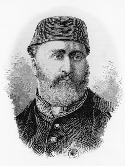 Retrato de Abdulaziz (1830-1876), 32º Sultán del Imperio Otomano desde 1861, grabado de J.B. and Brown J. Rowbotham