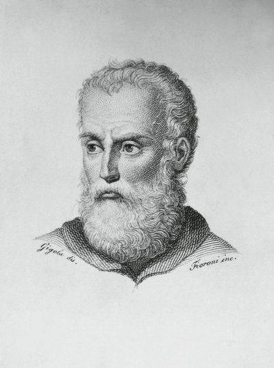 Retrato de Annibale Caro (1507-1566), escritor y poeta italiano, grabado por Ado Fioroni después de un dibujo de Giovanni Battista Gigola de J.B. and Brown J. Rowbotham