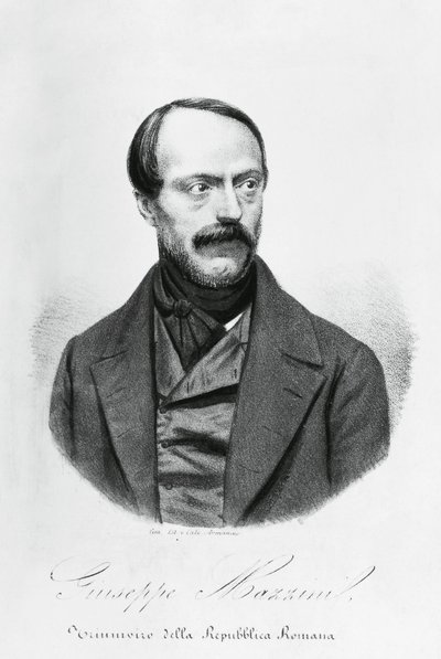 Retrato de Giuseppe Mazzini (1805-1872), patriota, político, filósofo y periodista italiano, grabado de J.B. and Brown J. Rowbotham