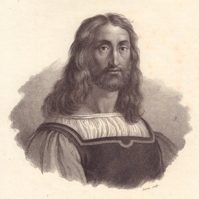 Retrato del grabador italiano Marcantonio Raimondi, grabado en cobre por Barni de una pintura de Raffaello Sanzio de J.B. and Brown J. Rowbotham